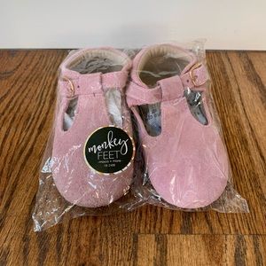 18-24 month blush suede t straps
